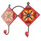 Ceramic Floral Tile Hook in Red